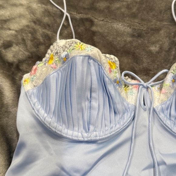 New! For Love and Lemons Paloma Satin Slip Dress blue 31241 - Picture 11 of 16